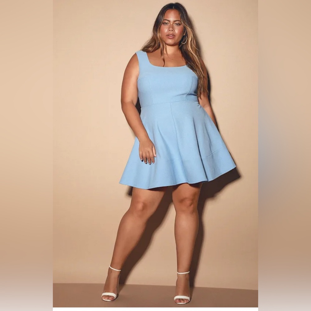Lulu’s Home Before Daylight Periwinkle Skater Dress | Size 1X | New with tags!